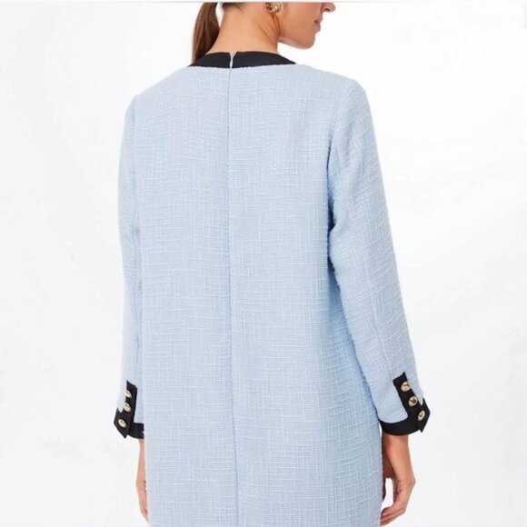 Pomander Place Light Blue Coco Tweed Bow Dress Size XL NWOT - Picture 3 of 11